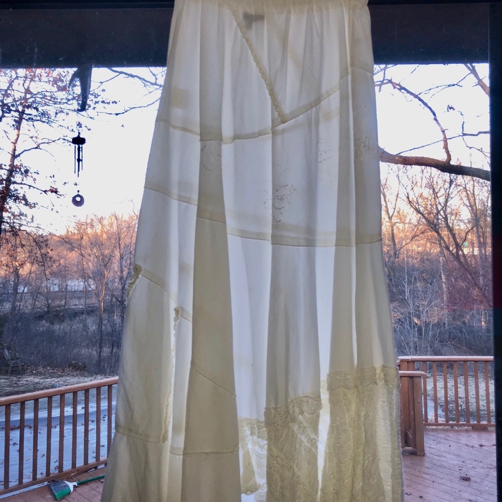 white full length skirt with lace details